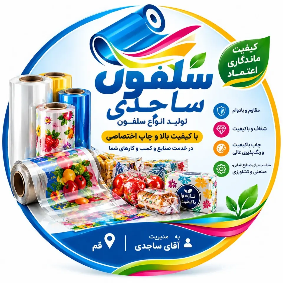 تولید و فروش سلفون چاپی و رولی به مدیریت آقای ساجدی در قم