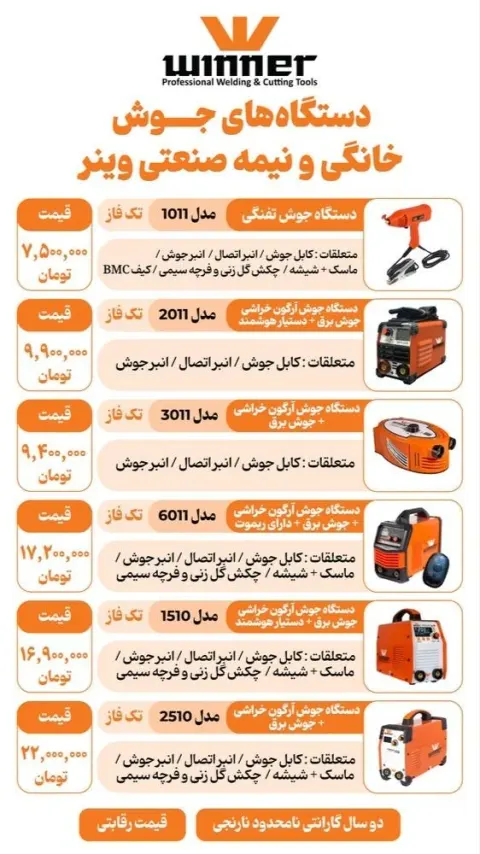تجهیزات و دستگاه جوش اینورتر وینر