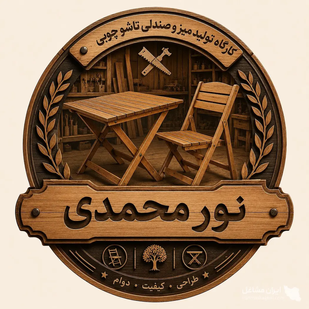 کارگاه تولید میز و صندلی تاشو چوبی نورمحمدی در لنگرود